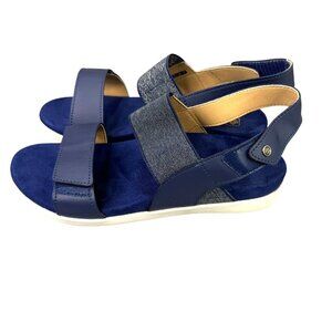 Spenco Sanabel Sandals Womens 8 Blue Suede Orthotic Adjustable Strappy Comfort